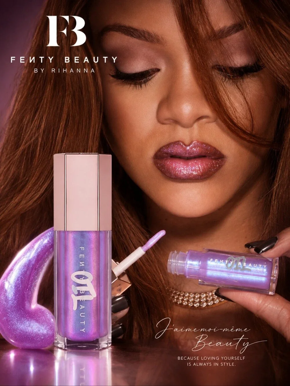 Fenty Beauty Iridescent Purple-Pink Sparkle Lip Gloss Miss Jellyfish